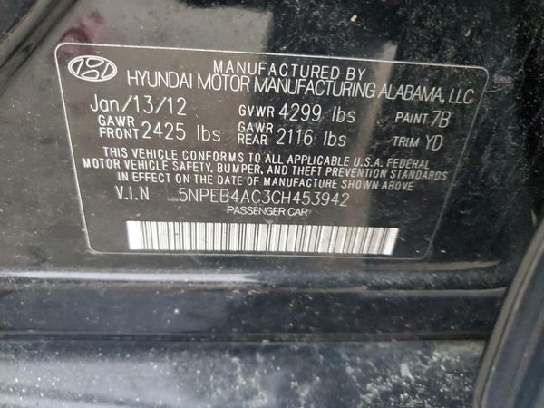 2012 HYUNDAI SONATA