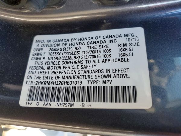2016 HONDA CRV LX