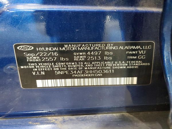2017 HYUNDAI SONATA
