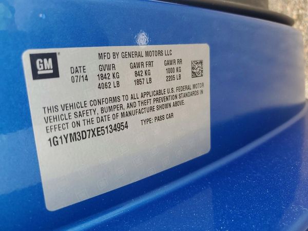 2014 CHEVROLET CORVETTE Z51 3LT — VINS