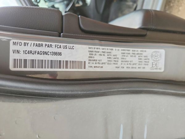 2022 JEEP GRAND CHEROKEE WK LAREDO 4X4