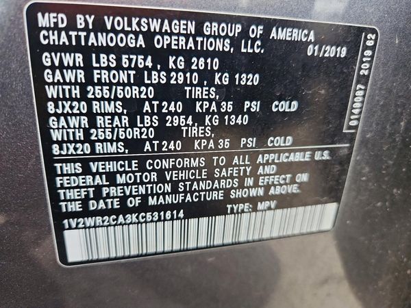2019 VOLKSWAGEN ATLAS