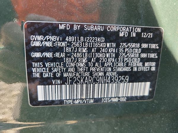 2022 SUBARU FORESTER Touring
