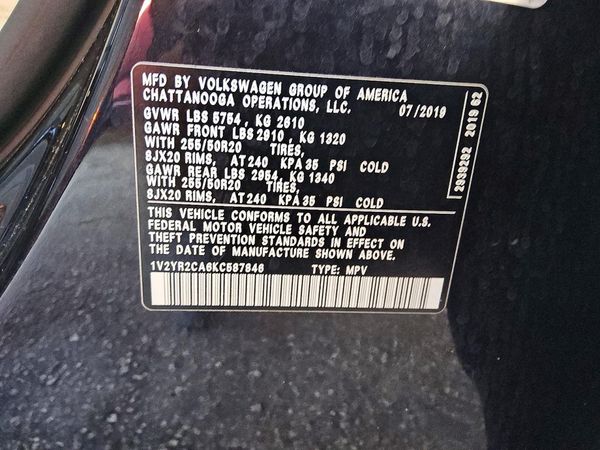 2019 VOLKSWAGEN ATLAS SE