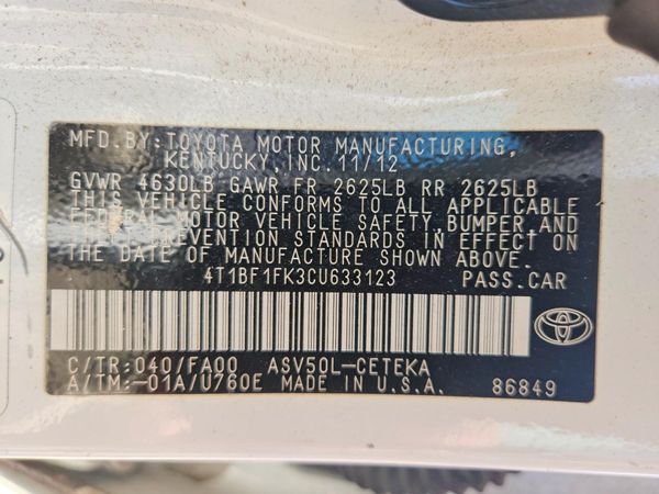 2012 TOYOTA CAMRY