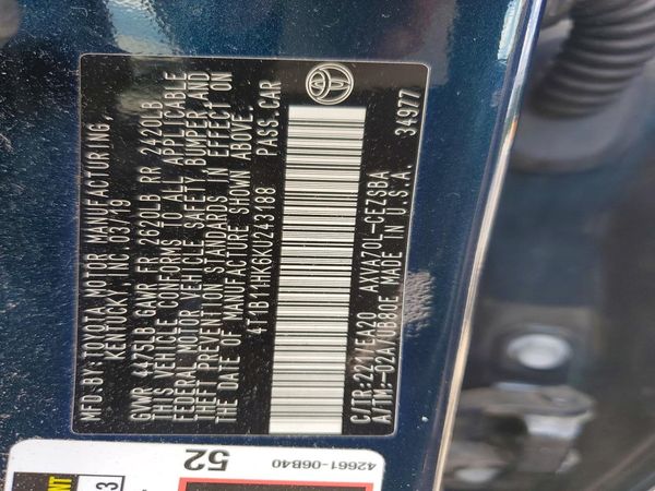 2019 TOYOTA CAMRY L/LE/SE/XLE
