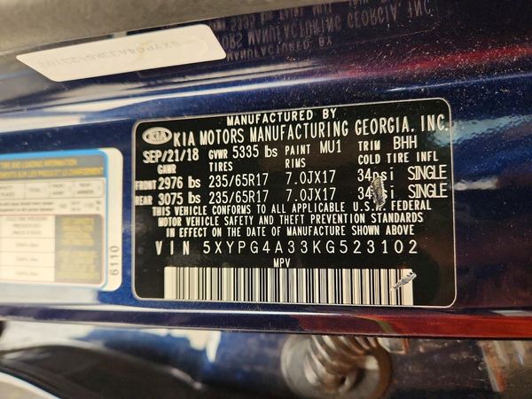 2019 KIA SORENTO L, LX, S