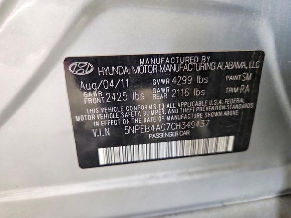 2012 HYUNDAI SONATA Middle-low level