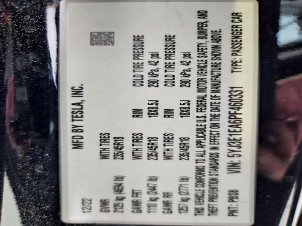 2023 TESLA MODEL 3