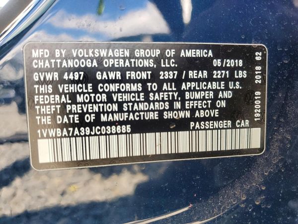 2018 VOLKSWAGEN PASSAT SE, SE w/ Technology