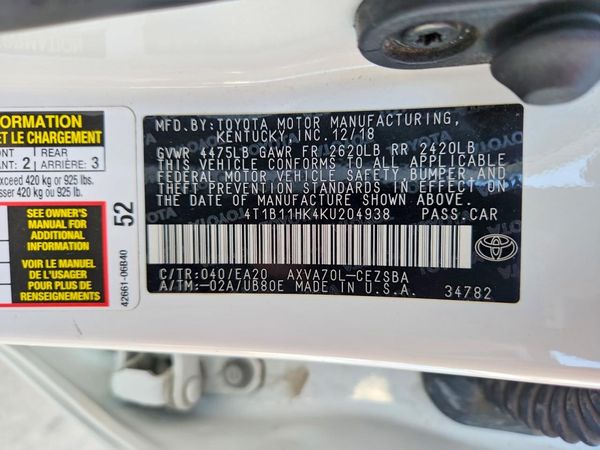 2019 TOYOTA CAMRY