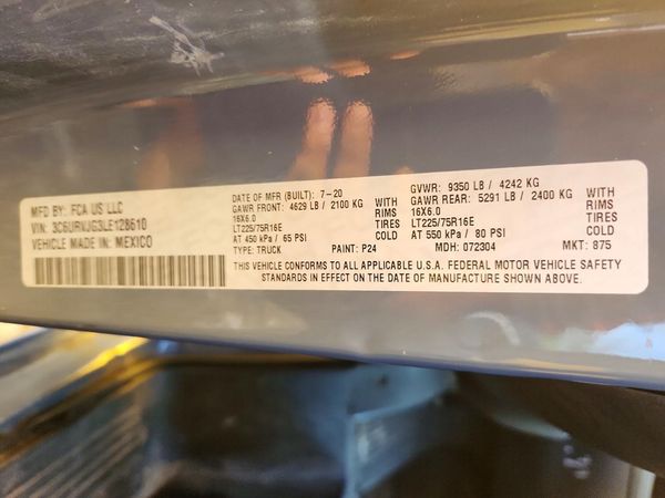 2020 RAM PROMASTER 3500 VF
