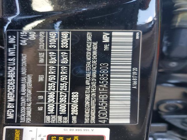 2015 MERCEDES-BENZ ML ML350