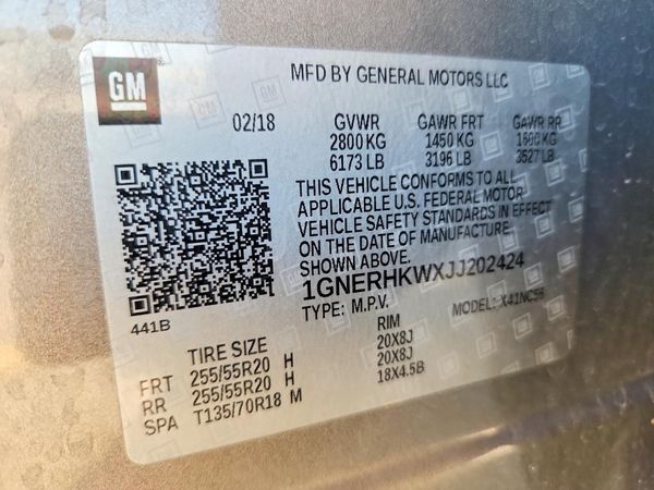 2018 CHEVROLET TRAVERSE LT