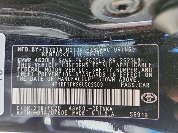 2016 TOYOTA CAMRY