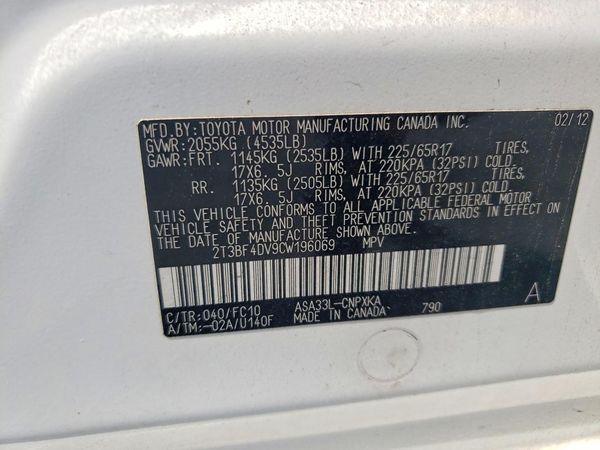 2012 TOYOTA RAV4 Standard