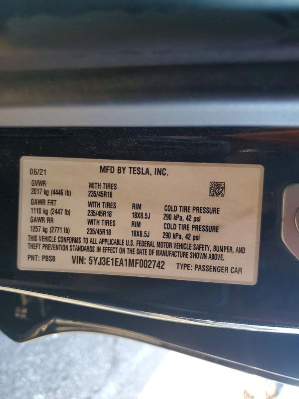 2021 TESLA MODEL 3