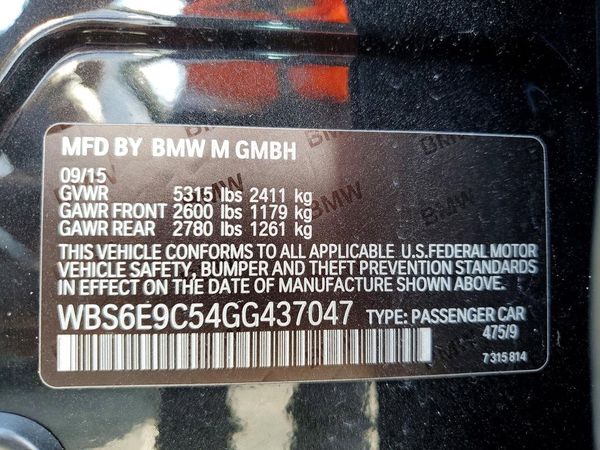 2016 BMW M6 — VINS