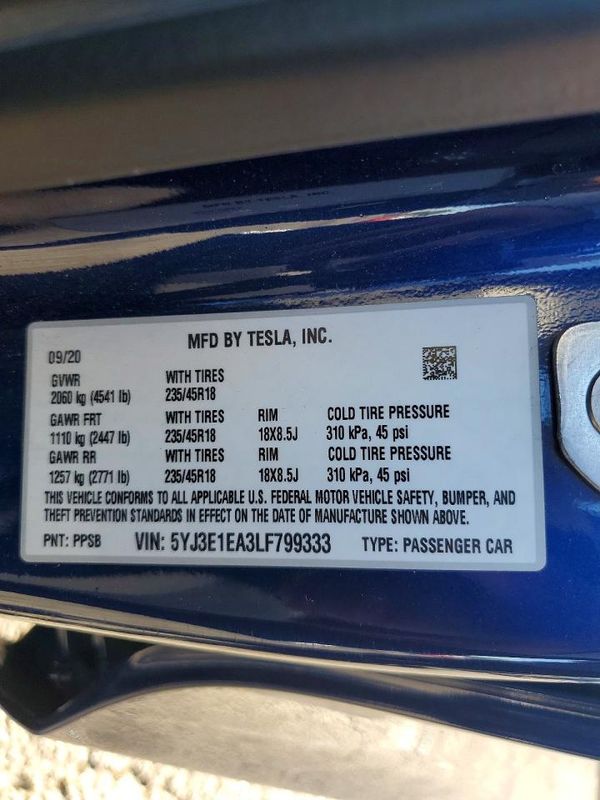 2020 TESLA MODEL 3