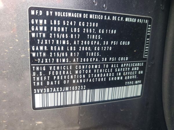 2018 VOLKSWAGEN TIGUAN SE, SEL