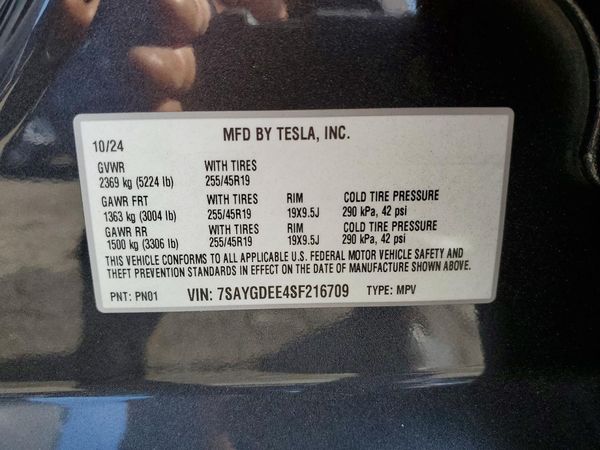 2025 TESLA MODEL Y — VINS