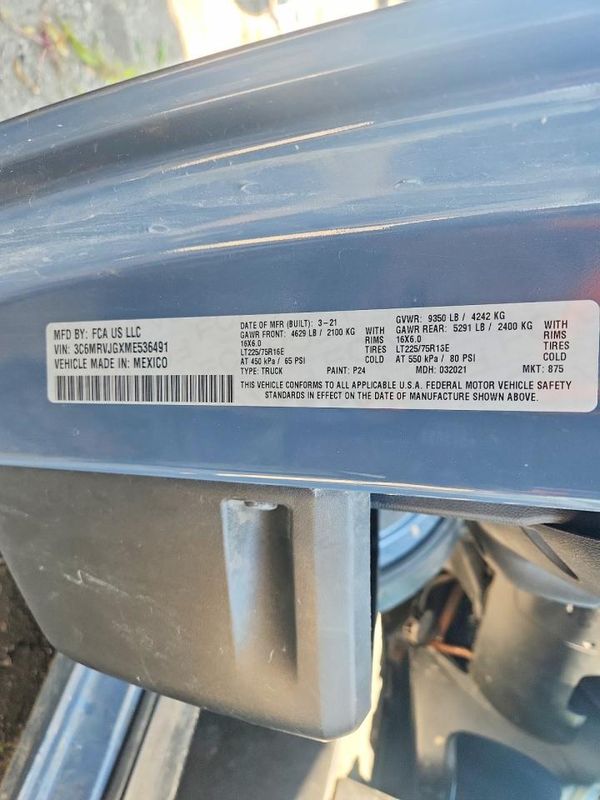 2021 RAM PROMASTER 3500 — VINS