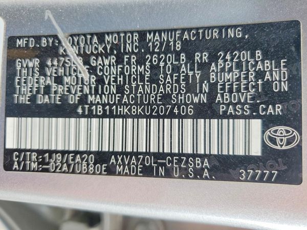2019 TOYOTA CAMRY L/LE/SE/XLE