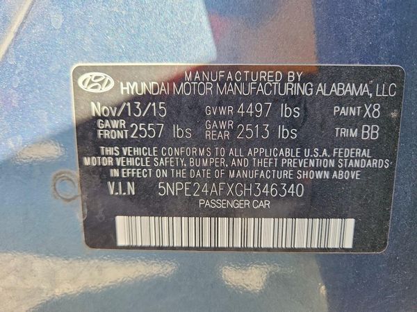 2016 HYUNDAI SONATA — VINS