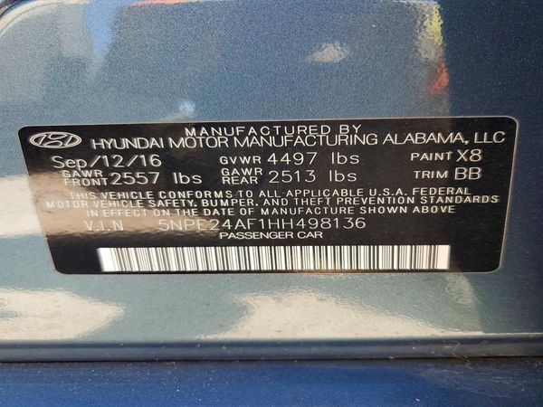 2017 HYUNDAI SONATA