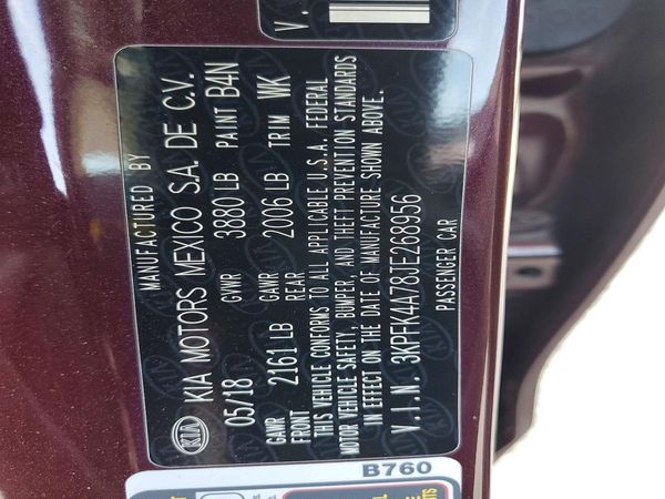 2018 KIA FORTE LX Base — VINS