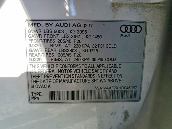 2017 AUDI Q7 — VINS