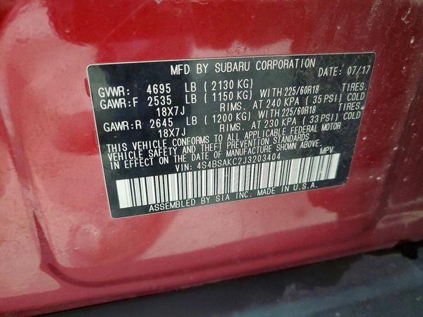 2018 SUBARU OUTBACK Limited+M/R — VINS
