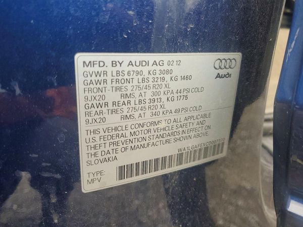 2012 AUDI Q7 — VINS