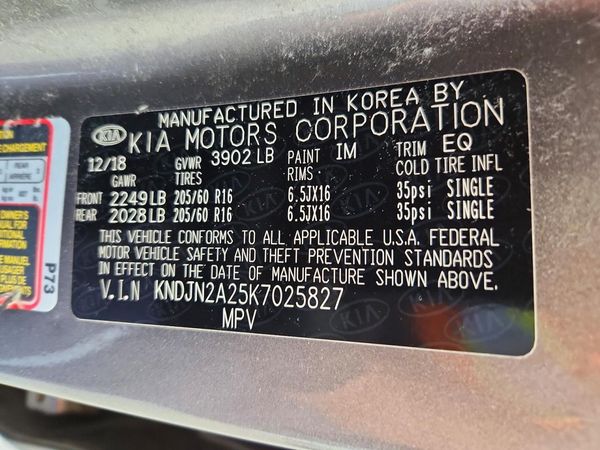 2019 KIA SOUL Base — VINS