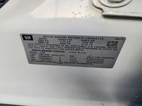 2012 CHEVROLET EQUINOX LS — VINS