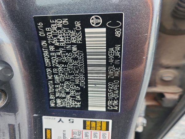 2016 TOYOTA PRIUS One/Two