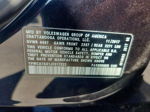 2018 VOLKSWAGEN PASSAT