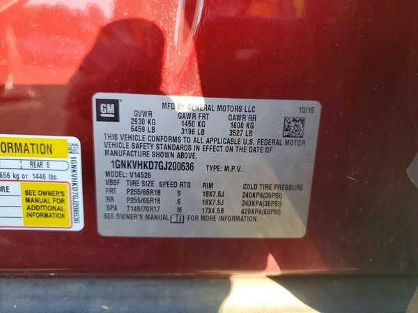 2016 CHEVROLET TRAVERSE 2LT