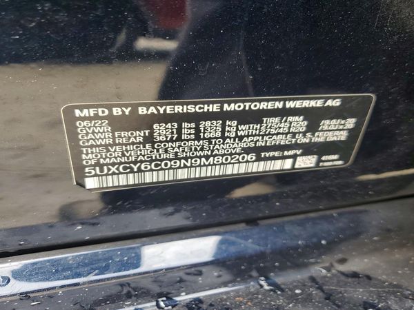 2022 BMW X6 xDrive40i — VINS