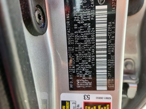 2020 TOYOTA CAMRY