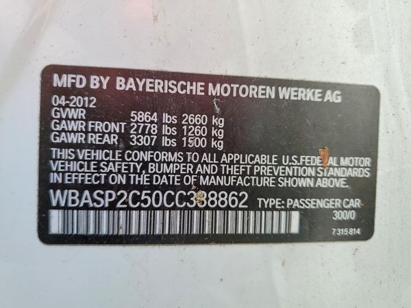 2012 BMW 5 SERIES xDrive GT — VINS