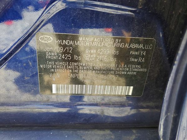 2012 HYUNDAI SONATA Middle-low level