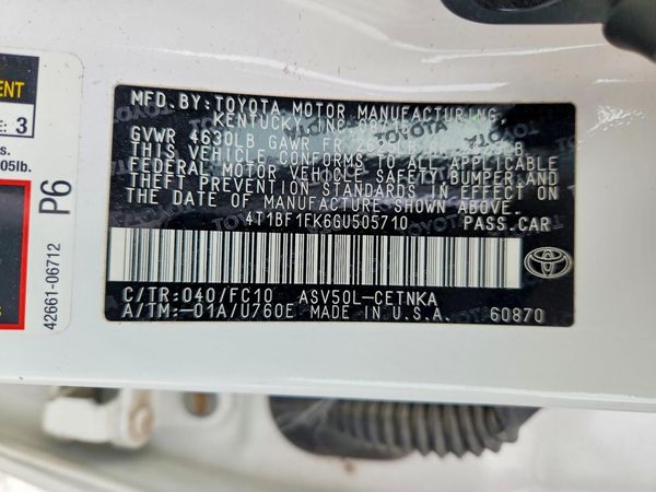 2016 TOYOTA CAMRY — VINS