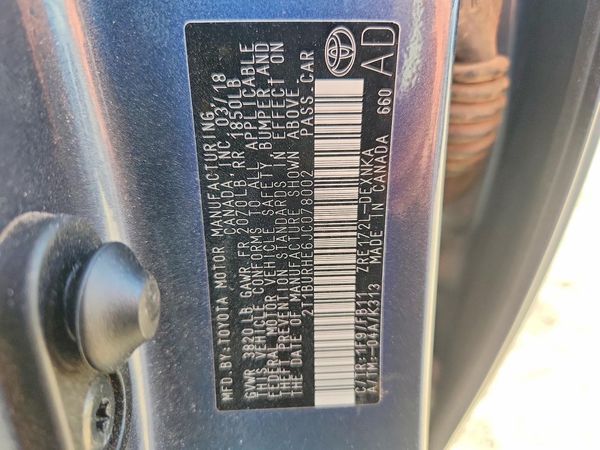 2018 TOYOTA COROLLA L/LE/SE/XLE/XSE — VINS
