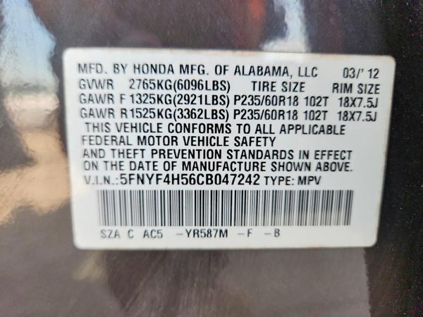 2012 HONDA PILOT EX-L