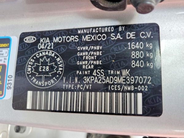 2021 KIA RIO LX, S