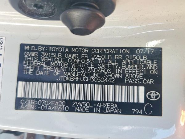 2017 TOYOTA PRIUS One/Two
