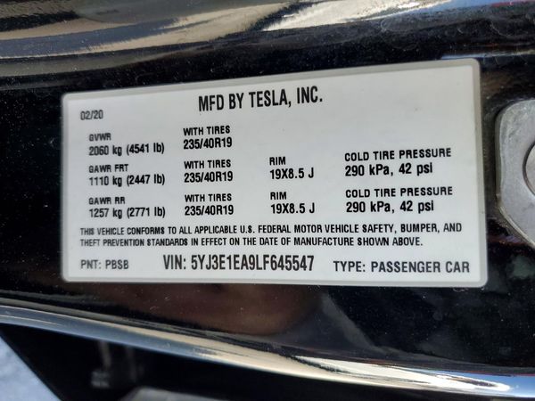 2020 TESLA MODEL 3