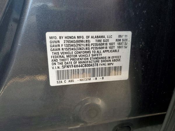 2012 HONDA PILOT EX