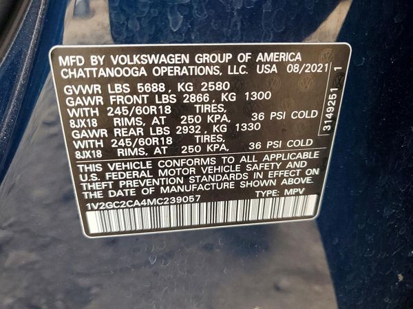 2021 VOLKSWAGEN ATLAS CROSS SPORT 4Motion S